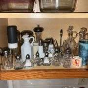 Salt & pepper shakers, cruet, sugar bowl, pepper grinder, tooth pick holder, etc.