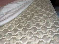 Antique four-poster bed, damage to one side rail