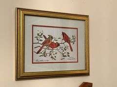 Cardinals by Schaperkotter, 1984, No. 236/300, framed and matted 11 1/2" x 9 1/2"