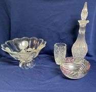 Mikasa lead crystal bowl, decanter 15 1/2" T