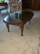 Ethan Allen oval coffee table with glass top