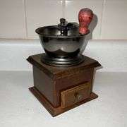 Coffee grinder, wooden coasters