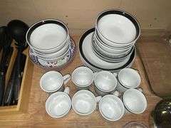 Flatware, serving utensils, pots, pans, dishes, cups, etc.