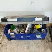 Assortment of hardware, Kobalt plastic tool box