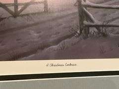 "A Christmas Embrace" No. 2487/3300 by Jesse Barnes, framed and matted