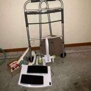 Walker, grab bars, swivel seat, etc.