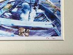 Framed and matted print, 16 1/2" W x 13 1/4" T