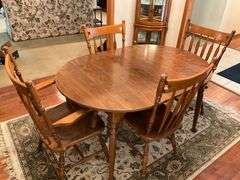 Ethan Allen dining table with (2) 15" W leaves, 38" x 56"