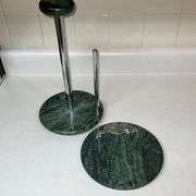 Marble cheese board and marble base paper towel holder