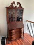 Antique drop front desk with book case and key