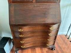 Antique drop front desk with book case and key