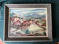 Framed and matted print, oil & gesso, 20 1/2" x 28 1/2"