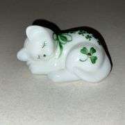 Fenton Glass hand decorated cat with tag