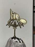 Brass fireman's hat hook, caps, eagle wall plaque, 8 1/2" W
