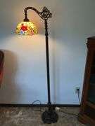 Floor lamp with stained glass shade