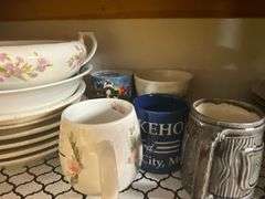 3 shelves of assorted kitchenware