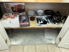 Flatware, serving utensils, plates, pots, pans, roaster, etc.