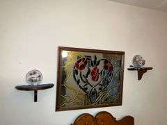 Framed faux stain glass mirror 23" x 19"