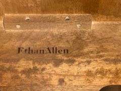 Ethan Allen round end table with glass top