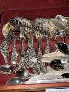 Godinger sliver plated flatware in wooden box.
