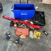 Kobalt plastic rolling tool box with 4' aluminum level