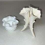 Small milk glass hobnail rose bowl
