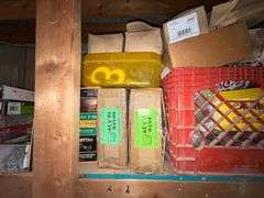 Top shelf contents, nails, door hardware and locksets