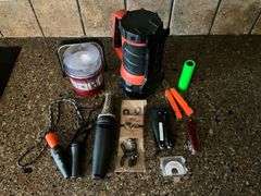 Grunt tubes, turkey call, flashlights, lantern, multi tools