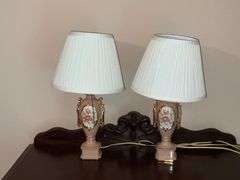 Pair of hand decorated dresser lamps, need new cords