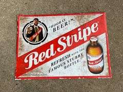 Red Stripe Beer metal sign