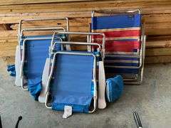 3 folding beach chairs
