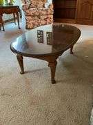 Ethan Allen oval coffee table with glass top