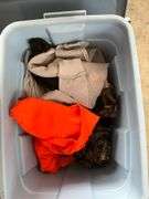 Leather gloves, camo clothing, vest, etc.