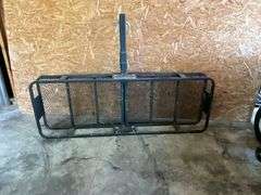 Hitch basket carrier, folds up