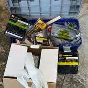 Assortment of hardware, Kobalt plastic tool box