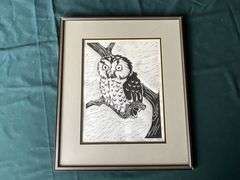 Framed and matted artwork, "Lucifer", 16" W x 18" T.