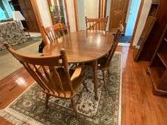 Ethan Allen dining table with (2) 15" W leaves, 38" x 56"