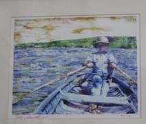 Framed and matted print, 16 1/2" W x 13 1/4" T