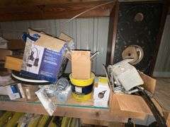 Top shelf contents, nails, door hardware and locksets