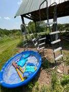 Pair of pool ladders, kiddie pool, life vests child's 30-50 lb. and 50-90 lb.