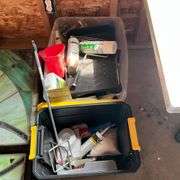 2 totes of painting supplies