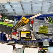 Assortment of hardware, Kobalt plastic tool box