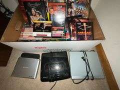 DVD and VHS movies, Insignia 7" LCD monitor and player, RCA DVD player