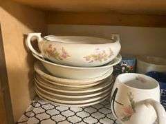 3 shelves of assorted kitchenware