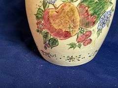 Pottery cookie jar with fruit pattern