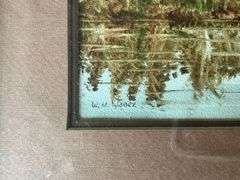 Framed and matted watercolor ducks, 20 3/4" W x 17" T