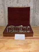 Godinger sliver plated flatware in wooden box.