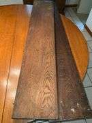 Oak single pedestal dining table, split in top