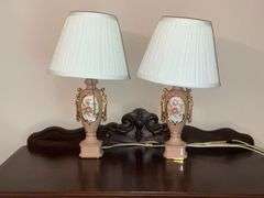 Pair of hand decorated dresser lamps, need new cords