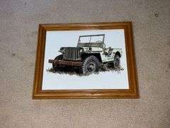 Framed "Willy's" print by John B. Stoeckley